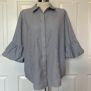 Chico's Women's No Iron 3/4 Sleeve Striped Blouse, Chico's size 2/Lg
